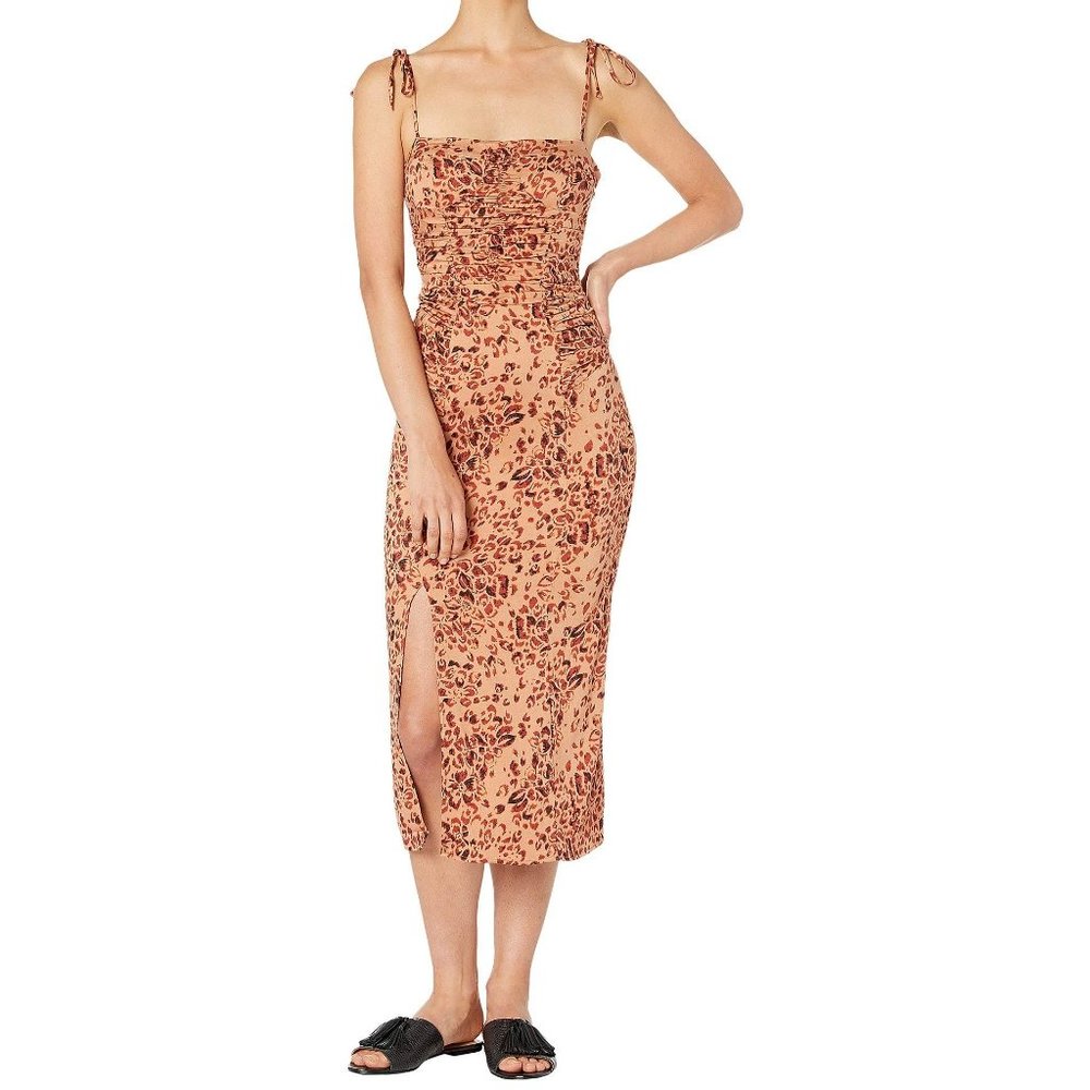 Free People Show Stopper Midi Dress Leopard Sz XL